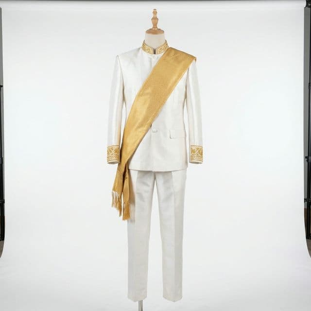 ຊຸດພິທີ ລາວ ເຈົ້າບ່າວ ສີຂາວ