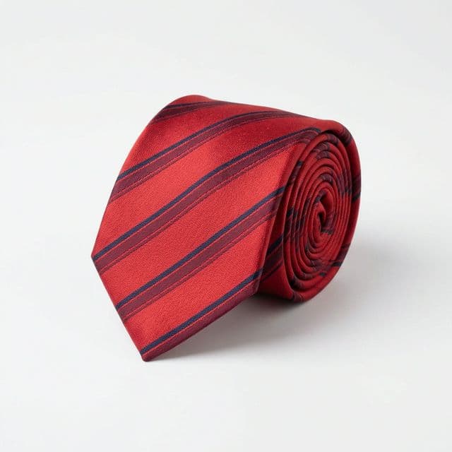 ເນັກໄທ ໄໝແທ້ ສີແດງ ລາຍທາງ