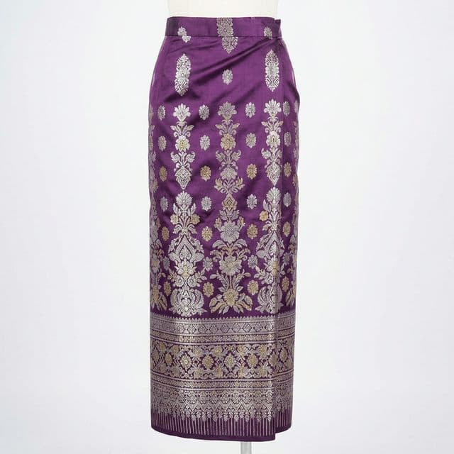 ສິ້ນໄໝ ສີມ່ວງ ດອກພິກຸນ